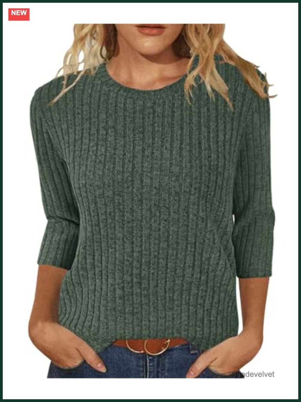 JomeDesign Women's 3/4 Sleeve Round Neck Loose Casual Blouse Tunic